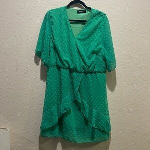 Rebdolls green faux wrap mini dress 3X